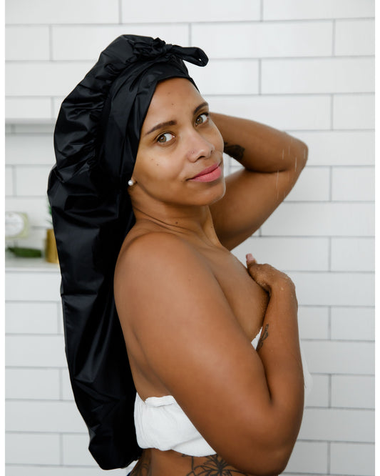 LONG SATIN-LINED SHOWER CAP