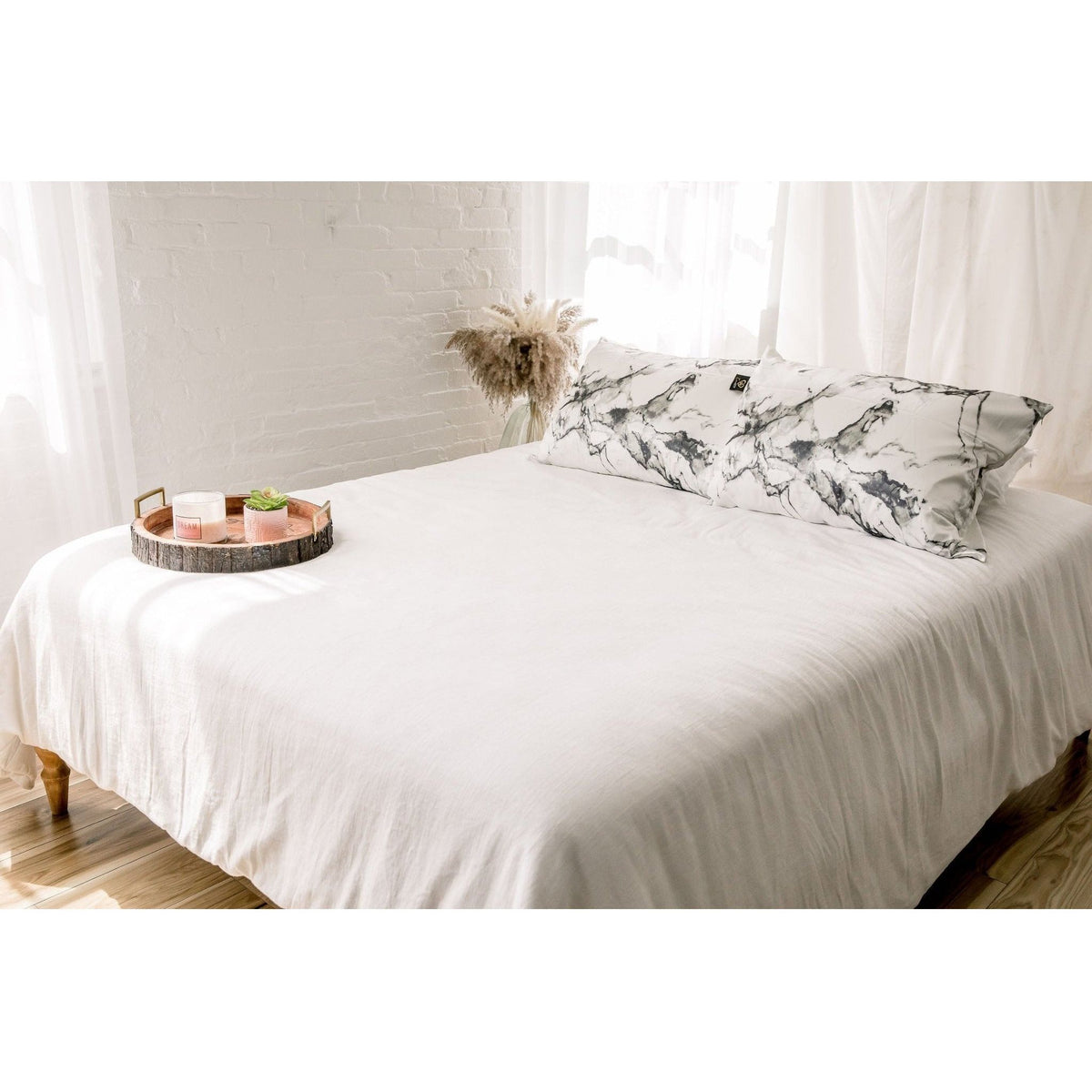 Marble Vegan Satin Pillowcase Set - CrownLUV